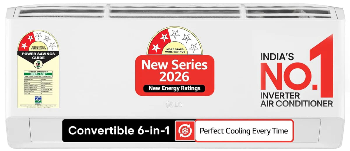 LG 2 Star (0.8) Split AC, Auto Clean, Gold Fin+, Diet Mode+, Viraat Mode, 2.9kW, 2026 Model