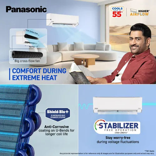 Panasonic 2 Ton 3 Star Inverter Split AC | Copper Condenser | 8-in-1 Convertible | PM 0.1 Filter | 4-Way Swing (CSEU24CKY3F, 2026 Model)