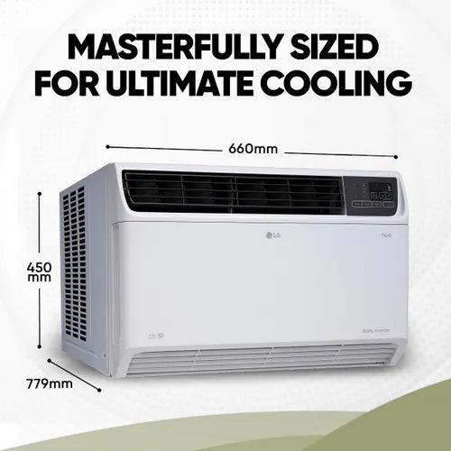 LG 1.5 Ton 3 Star DUAL Inverter Window Smart AC | 100% Copper Condenser | Convertible 4-in-1 Cooling | ThinQ and Voice Control | Super Silent Operation (AW-Q18WWXA, 2026 Model - New BEE Star Rated) White