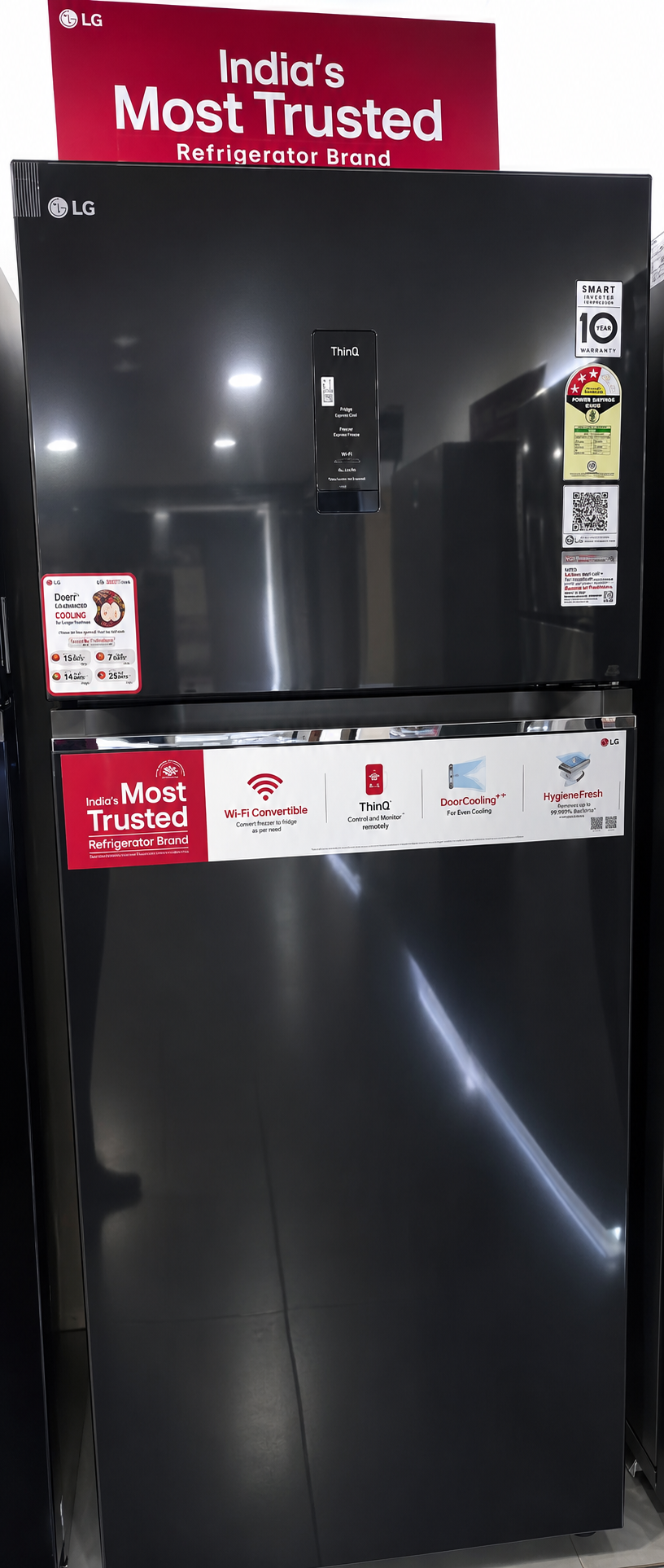LG 398L Double Door Refrigerator GLT4036TVES, Convertible, Smart Diagnosis™, Black, 3 Star