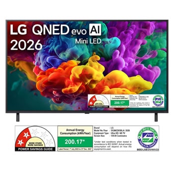 55QNED85BLA 139 cm (55) LG QNED evo AI 4K MiniLED TV 55QNED85BLA with α8 AI Processor Gen3, with HDR10 Pro 2026