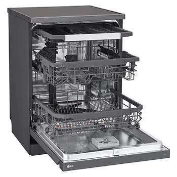 DFB435FV LG Dishwasher, TrueSteam™, 15 Place Setting, QuadWash™, LG's EasyRack™, ThinQ™ (Wi-Fi), Auto Open Dry, Matte Black