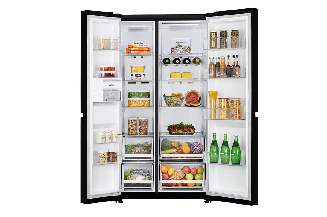 LG GL-B257DBM3 650 L Side-by-Side Convertible Refrigerator – Smart Inverter Compressor, Hygiene Fresh+, DoorCooling+, Smart Diagnosis, Premium Black Glass Finish