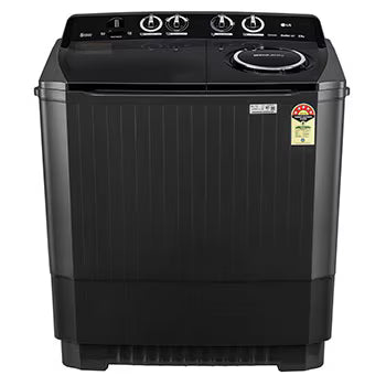 P8535SLMZ LG 8.5Kg Semi Automatic Top Load Washing Machine, Roller Jet Pulsator + Soak, Full Black,5 Star