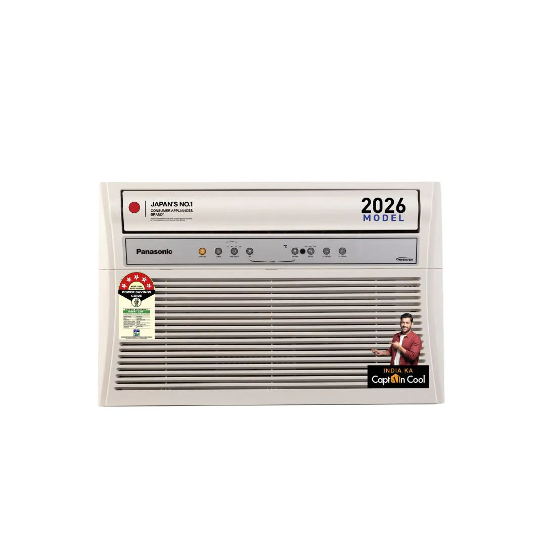 Panasonic 1.5 Ton 5 Star Inverter Premium Window AC (Top Throw Airflow, 50°C Oper., Copper Cond., 8in1 Convertible, 4-Way, PM0.1 Filter, ECO Mode, Powerful Mode, CW-XU185CGT, White)