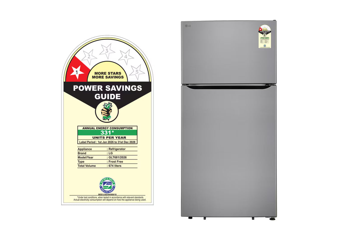 LG 674L Double Door Refrigerator GLT6816ODPZ with Smart Inverter Compressor and Multi-Air Flow, Shiny Steel Finish, 1 Star