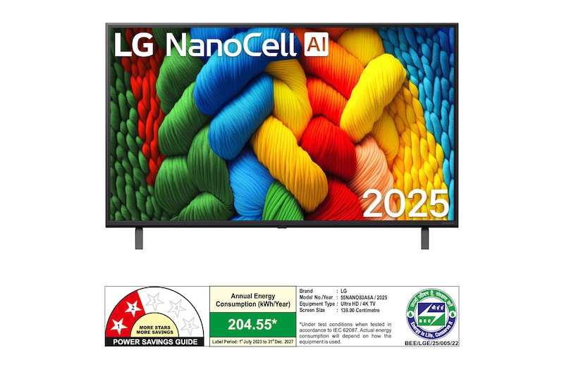 139 cm (55) LG NANO 4K UHD AI TV 55NU875BPLA with α5 AI Processor 4K Gen9, with HDR10 2026