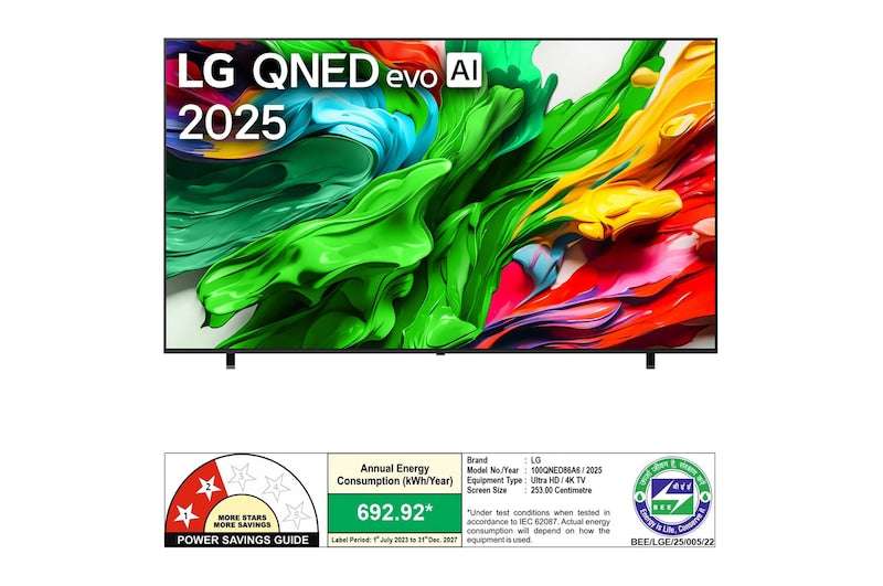 LG 254cm (100) LG QNED evo AI QNED86 MiniLED TV 2025