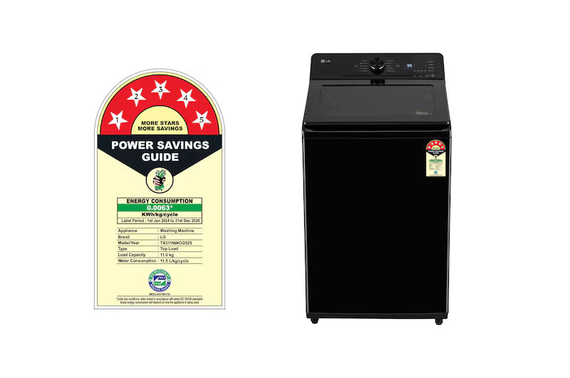 LG 11Kg Top Load Washing Machine, AI Direct Drive™, 6 Motion DD, Onyx Black, 5 Star