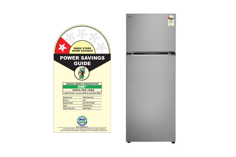 LG GLT4616TEPZ 466L 1 Star Frost-Free Double Door Refrigerator (Smart Inverter, Convertible Wifi Express Freeze, Door Cooling+,Shiny Steel)