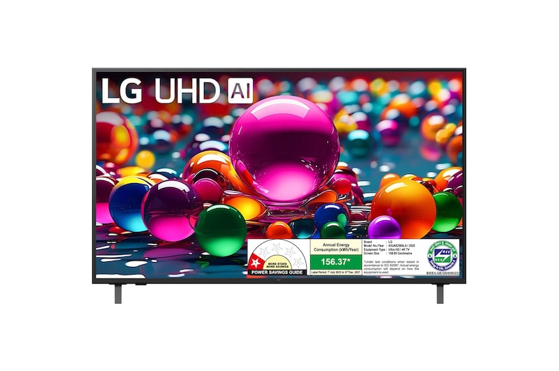 LG 164 cm (65) 4K UHD AI UA8250 Smart TV with α7 AI Processor Gen8, Filmmaker Mode with Dolby Atmos, 2025