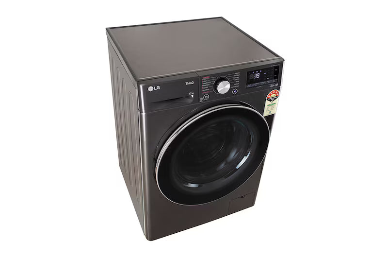 LG 12Kg Front Load Washing Machine, AI Direct Drive™, Platinum Black, 5 Star