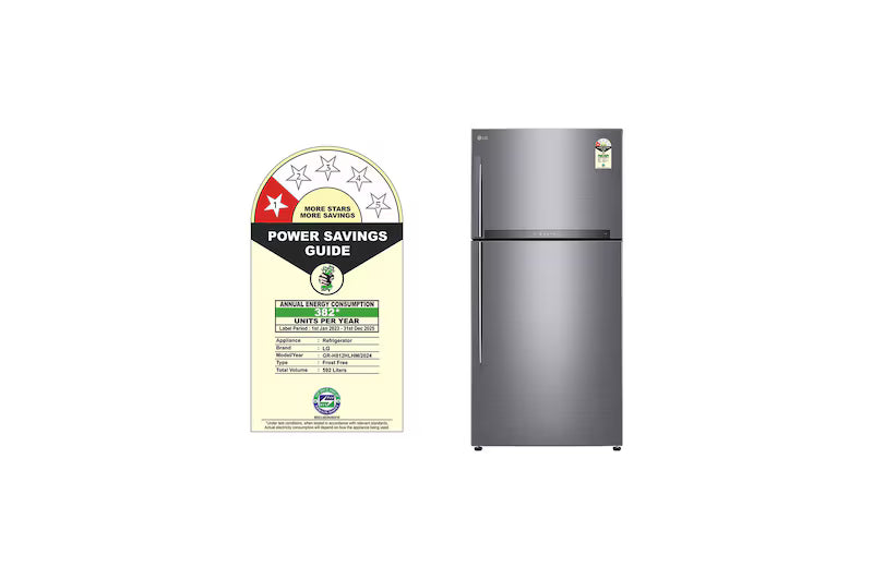 LG 650L Side-by-Side Refrigerator, Convertible, Door Cooling+™, Shiny Steel Finish, 3 Star