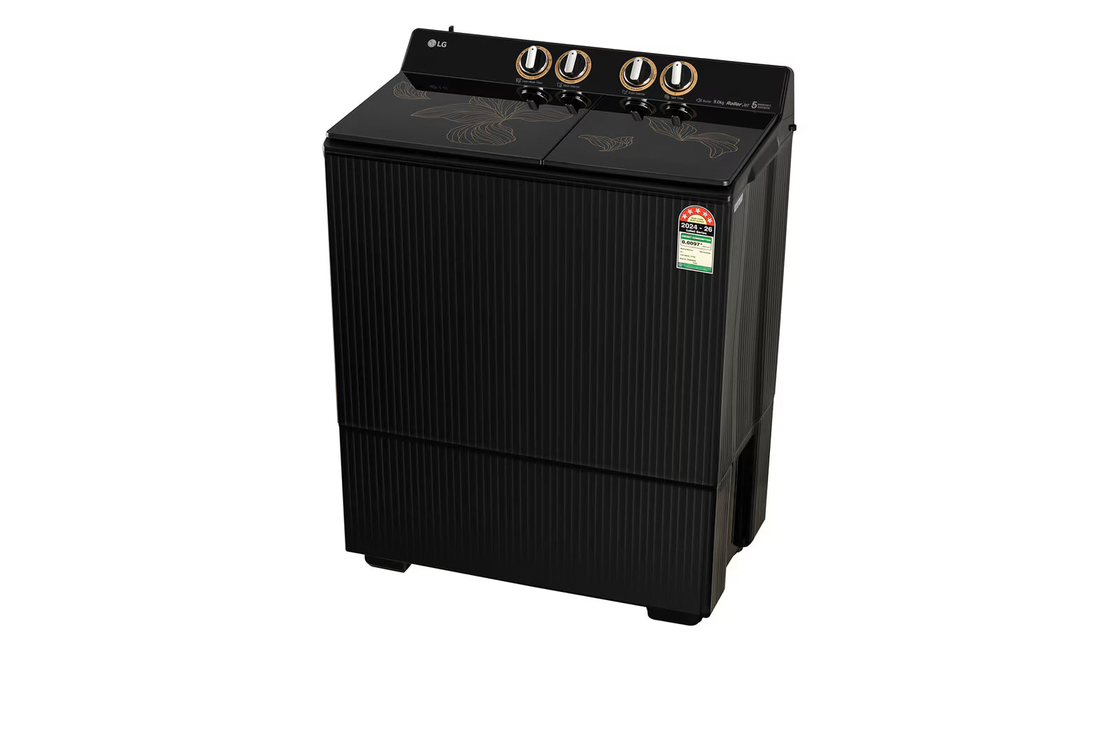 LG 9 KG Washing Machine PX900H9SO4Z with Dual Spin Shower, 3+1 Wash Program, Rat Away Technology, Onyx Black, 5 Star