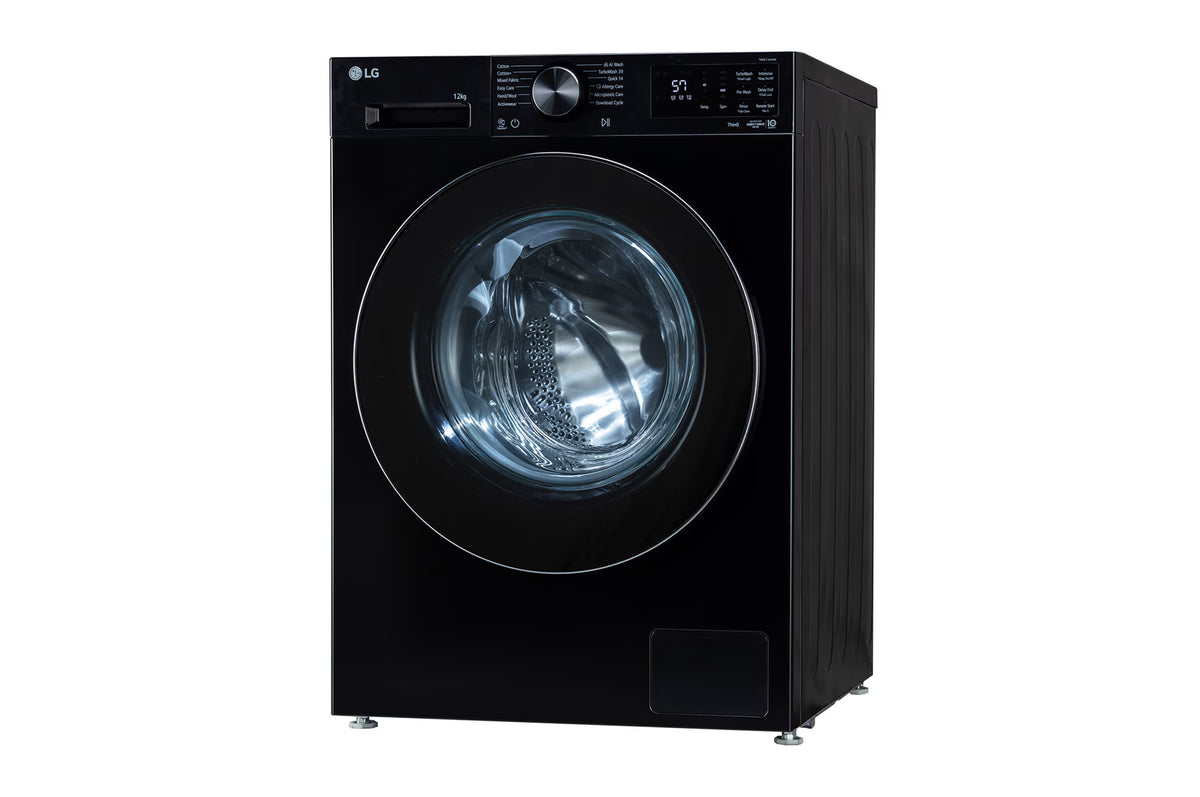 LG FX1412N5O 12 KG Front Load Washing Machine, AI Direct Drive™, 6 Motion, Turbowash 360, Steam, Onyx Black, 5 Star