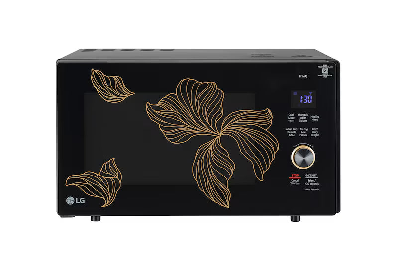 MJEN286UGWF LG 28 L Convertible Microwave Oven with Air Fry, Charcoal Lighting Heater™, 331 Auto Cook Menu Powered by Thinq, Black