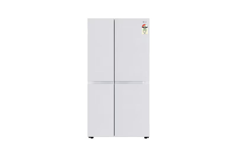 LG 650L Side by Side Refrigerator, Wi-Fi Convertible, DoorCooling+™, Premium Glass Door, Linen White Finish, 3 Star