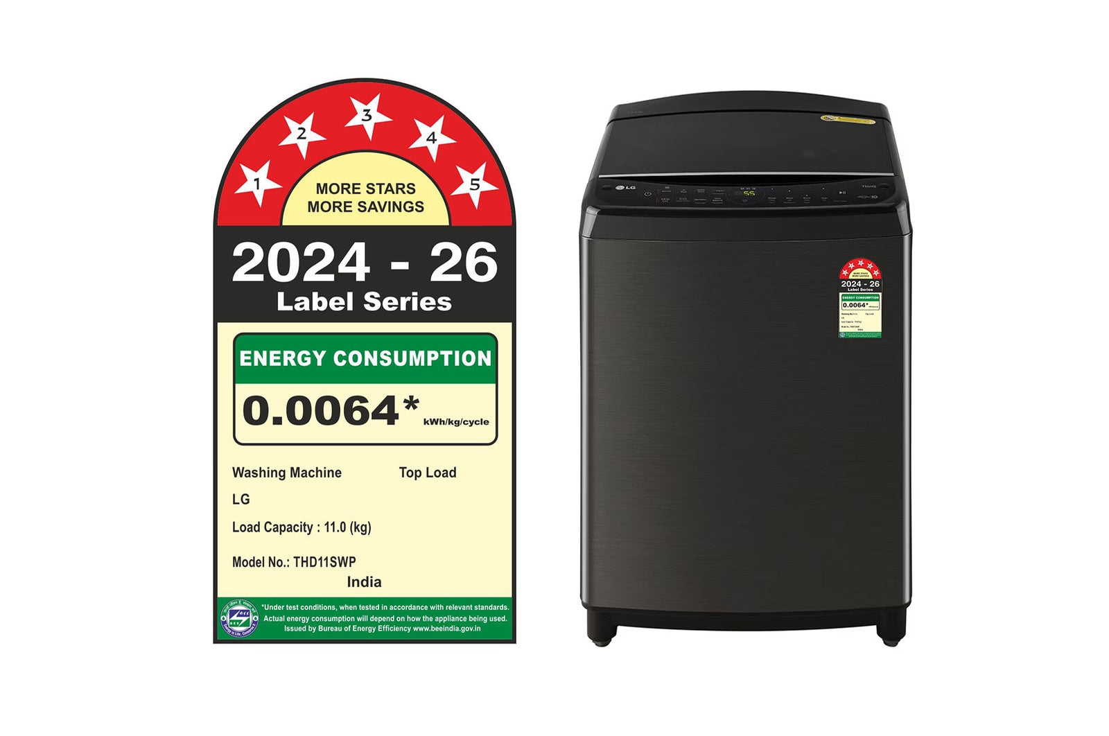 LG 11Kg Top Load Washing Machine, THD11SWP, AI Direct Drive™, In-built Heater, Platinum Black, 5 Star