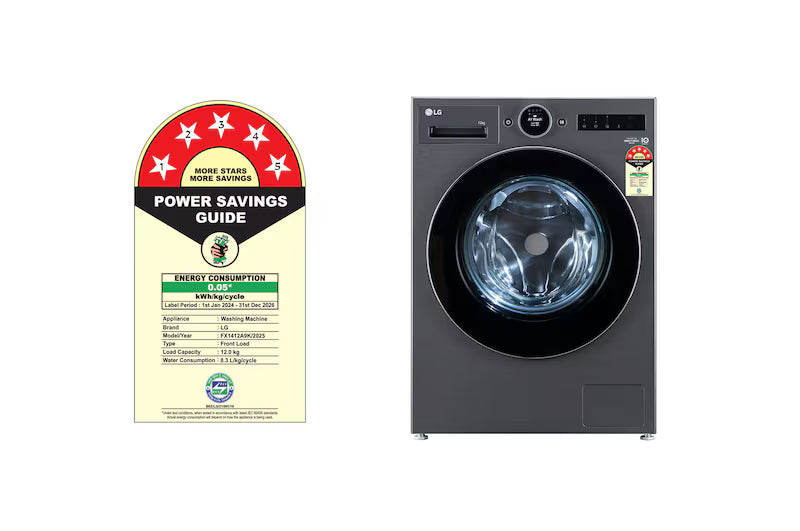 LG 12Kg Front Load Washing Machine, AI Direct Drive 2.0, Digital Dial & ez-Dispense, Essence Black, 5 Star