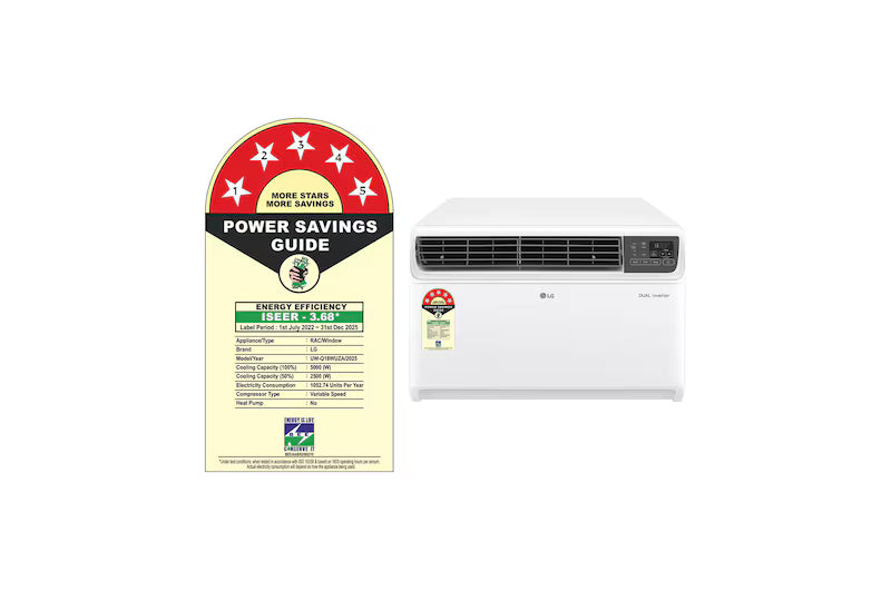 LG 3 Star (2.0) Window AC, Dual Inverter, Convertible 4-in-1 Cooling, 100% Copper Tubes, ADC Sensor, Energy Manager+, ThinQ™ (Wi-Fi), 6.2 kW, 2026 Model