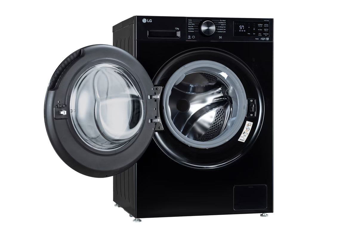 LG FX1412N5O 12 KG Front Load Washing Machine, AI Direct Drive™, 6 Motion, Turbowash 360, Steam, Onyx Black, 5 Star