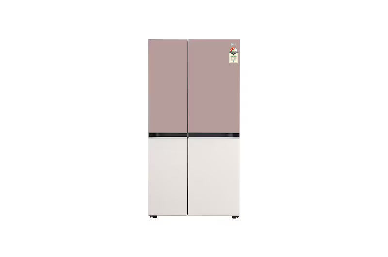 LG 650L Side-By-Side Refrigerator, Objet Collection, Wi-Fi Convertible, DoorCooling+™, Clay Pink Tango, 3 Star