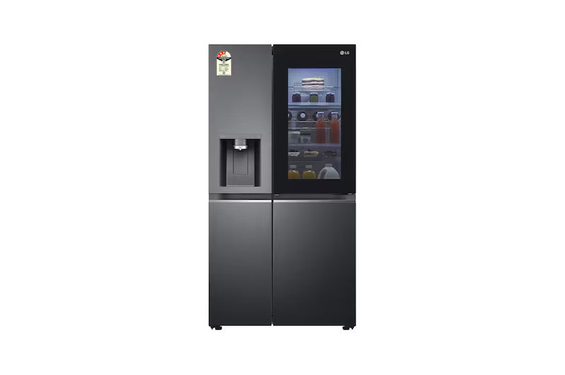 LG 630L Side-by-Side Refrigerator, InstaView Door-in-Door™, Wi-Fi Convertible, Matte Black Finish, 3 Star