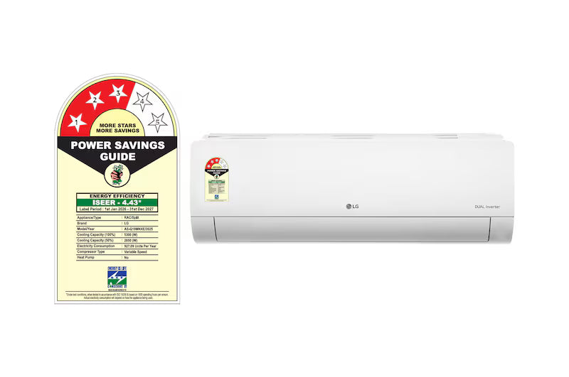 LG 3 Star (1.5) Split AC, AI Dual Inverter, Diet Mode+, Viraat Mode, 100% Copper Tubes, 5.3 kW, 2026 Model