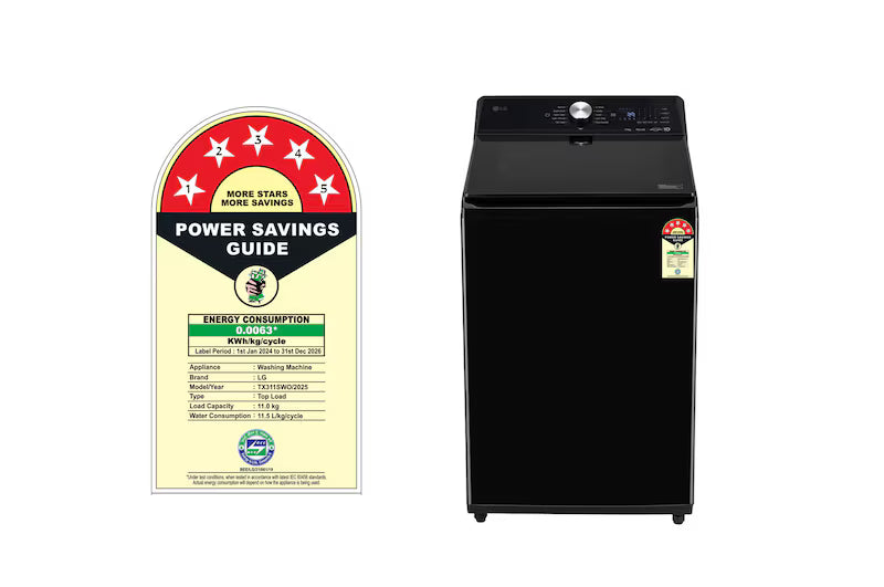LG 11Kg Top Load Washing Machine, AI Direct Drive™, In-Built Heater, Stain Clean, Onyx Black, 5 Star