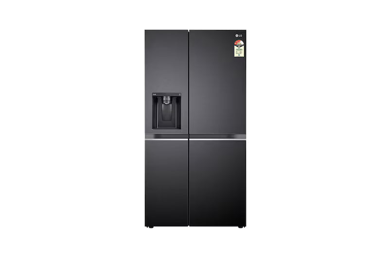 LG 630L, Side-by-Side Refrigerator, Wi-Fi Convertible, Water & Ice Dispenser, Matte Black Finish, 3 Star