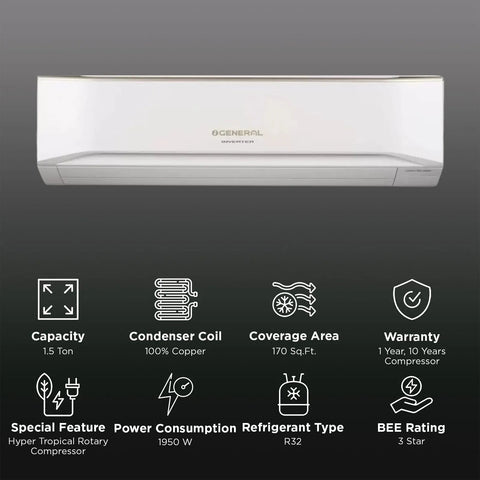 ASGA18BUTA-B O GENERAL Buta 1.5 Ton 2 Star Split AC ( Copper Condenser