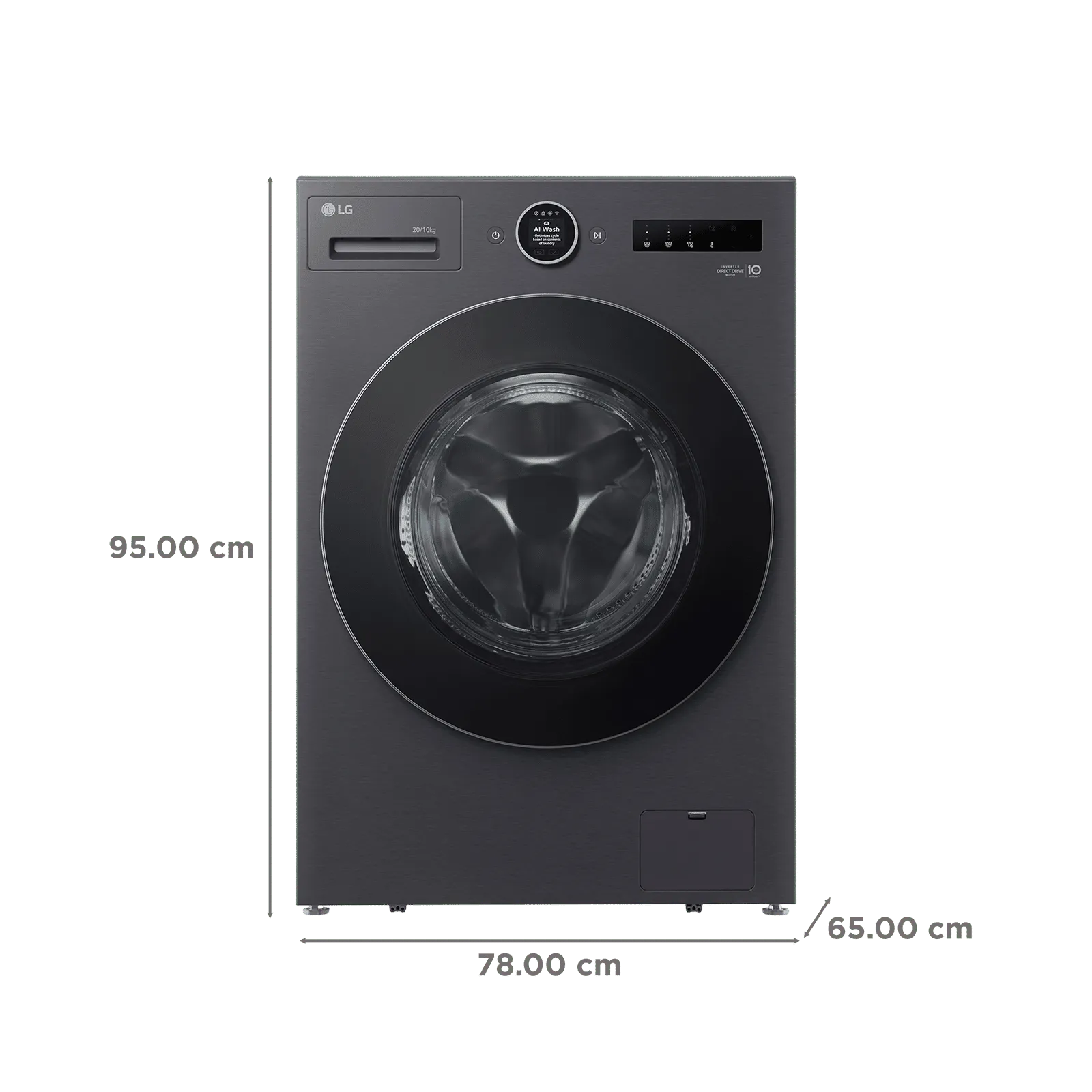 FDX92010A9K LG 20/10 kg Wi-Fi Inverter Fully Automatic Front Load Washing Machine Essence Black)