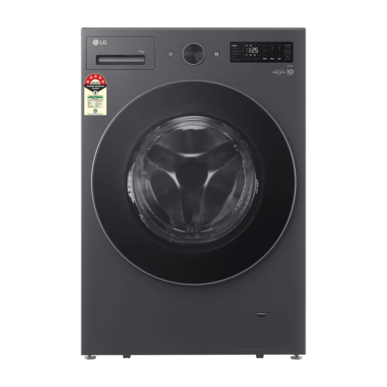 LG FX62515B9E 15Kg AI Front Load Washer (Inverter Direct Drive, Turbo Wash 360°, Steam+, Wi-Fi Enabled, Essence Graphite Save 17%