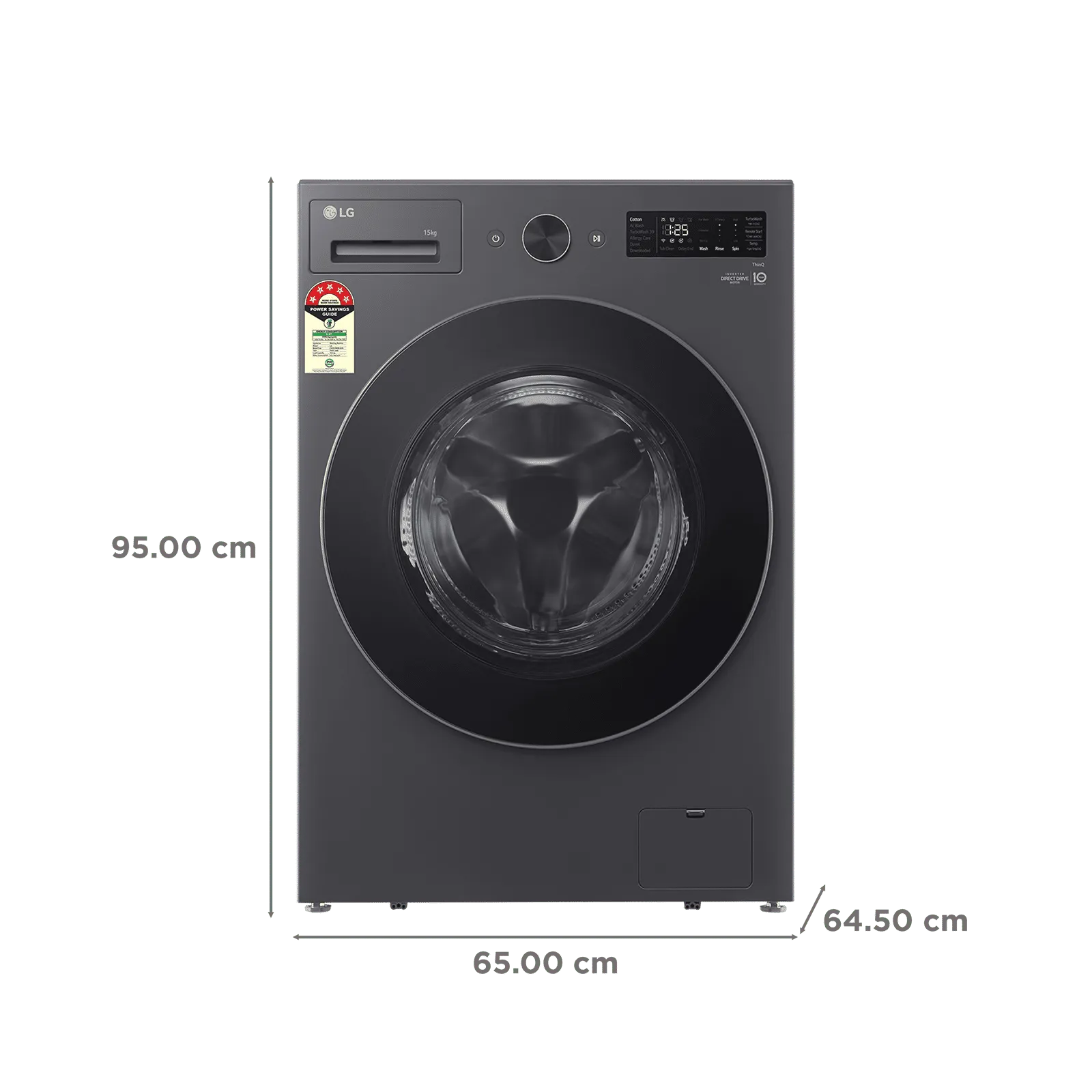LG FX62515B9E 15Kg AI Front Load Washer (Inverter Direct Drive, Turbo Wash 360°, Steam+, Wi-Fi Enabled, Essence Graphite Save 17%