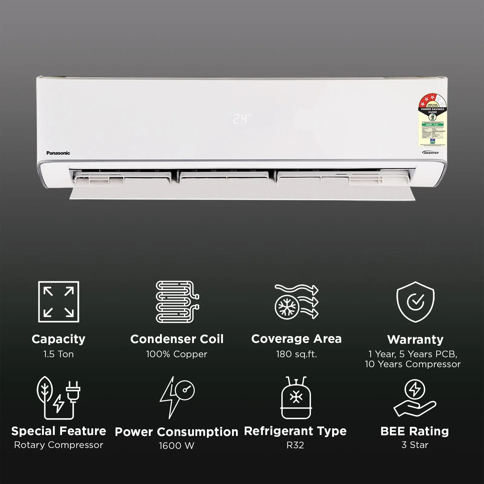Panasonic EU 8 in 1 Convertible 1.5 Ton 3 Star Inverter Split Smart AC with Voice Assistant (2026 Model, Copper Condenser, CS/CU-EU18CKY3XFMH)