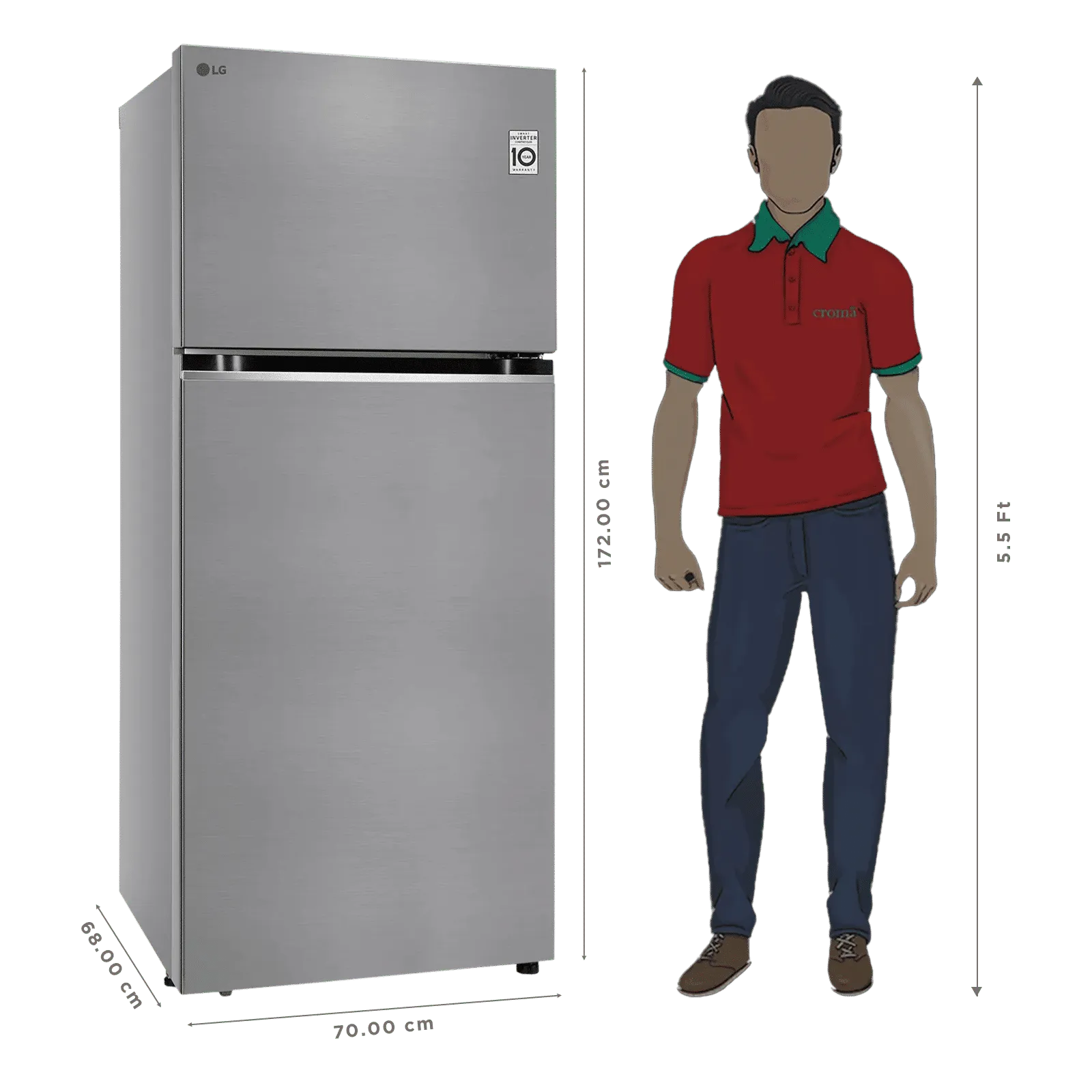 GLT3826SNPZ LG 380 Litres 2 Star Frost Free Double Door Smart Wifi Enabled Convertible Refrigerator with Multi Air Flow