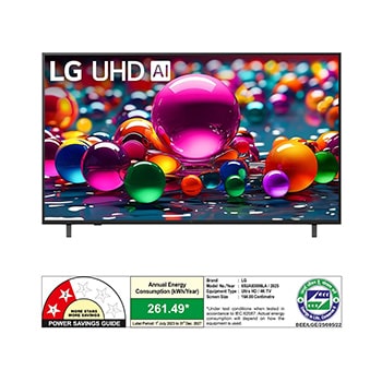 LG 164 cm (65) 4K UHD AI TV (UA8300), α7 AI Processor Gen8, FILMMAKER MODE™, with Dolby