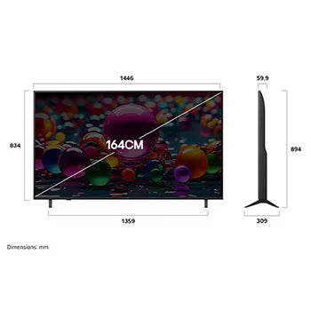 LG 164 cm (65) 4K UHD AI TV (UA8300), α7 AI Processor Gen8, FILMMAKER MODE™, with Dolby