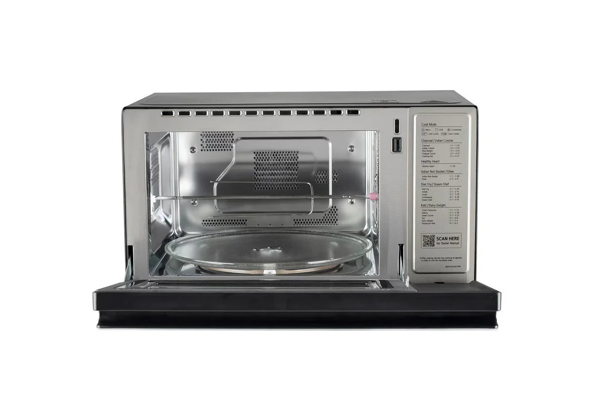 LG MJEN326SBW 32 L Scan-To-Cook Charcoal Convection Microwave Oven with Charcoal Lighting Heater, Wi-Fi , Diet Fry, Motorised Rotisserie, Beige