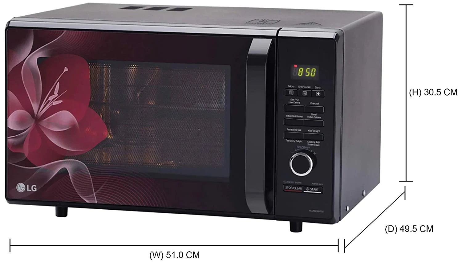 LG MJ2886BWUM 28L Charcoal Convection Microwave Oven (Floral, Diet Fry, With Starter Kit)