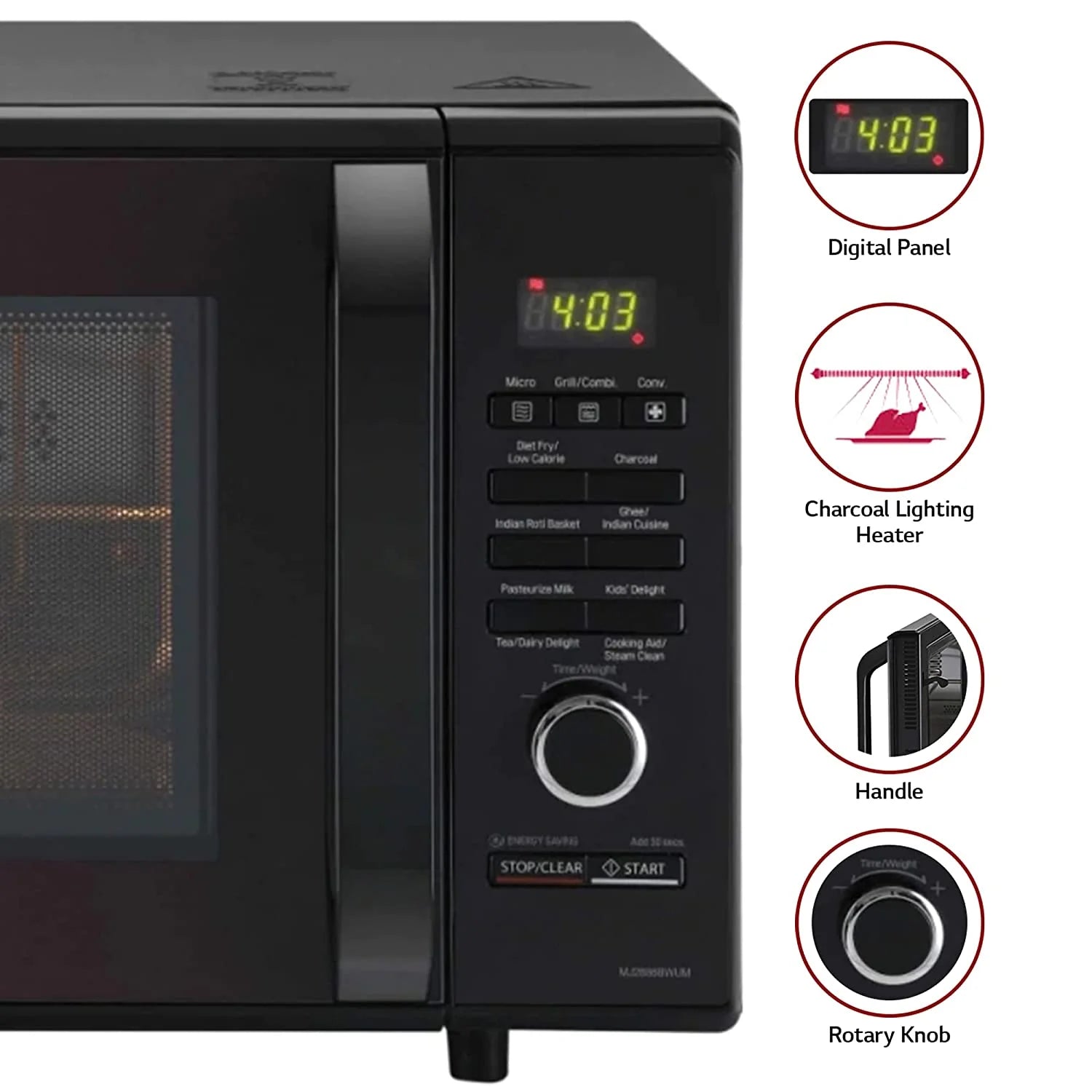 LG MJ2886BWUM 28L Charcoal Convection Microwave Oven (Floral, Diet Fry, With Starter Kit)