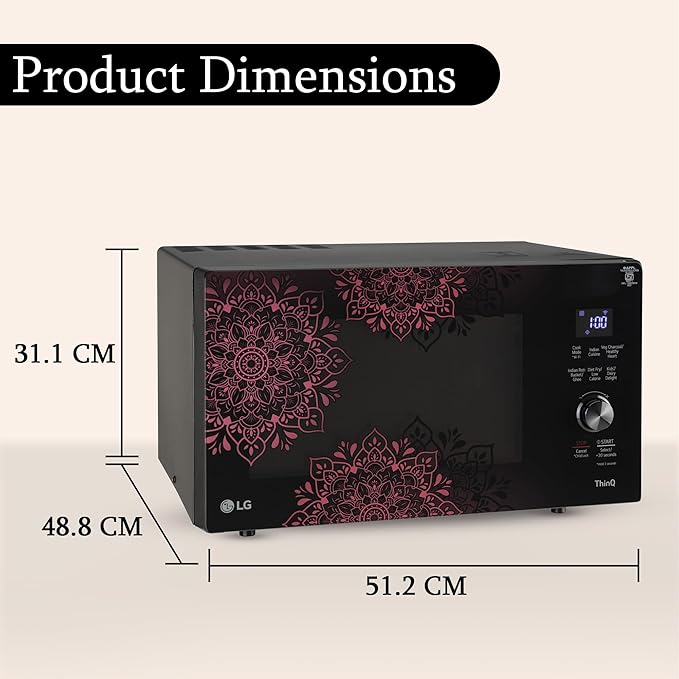 MJEN286VIW LG 28 L Scan to Cook Wi-Fi Enabled Charcoal Convection Microwave Oven ( Black, Stainless steel cavity, Heart Friendly Recipes, Ghee, Diet Fry & 360° Motorised Rotisserie for Bar-be-queing)