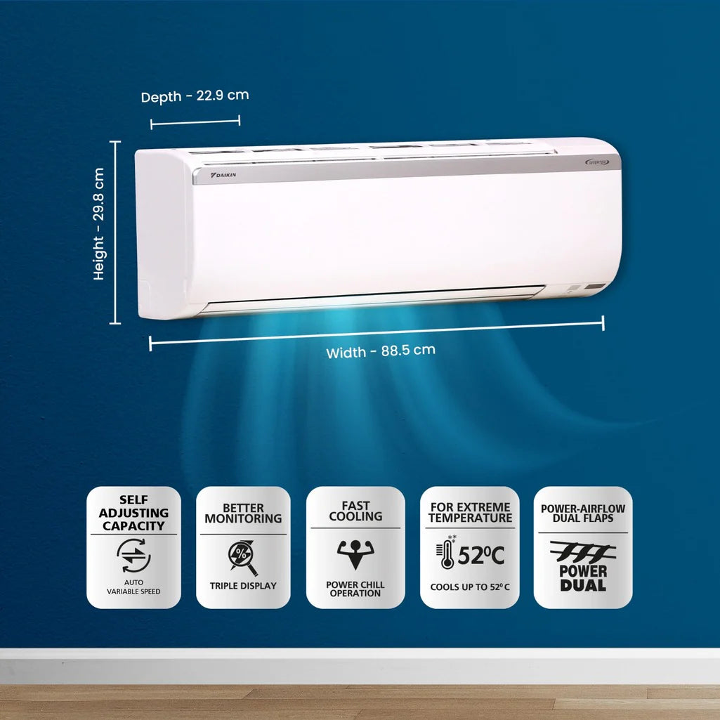 FTKC50 Daikin AC 1.5 Ton - Inverter - 3 Star - Split AC