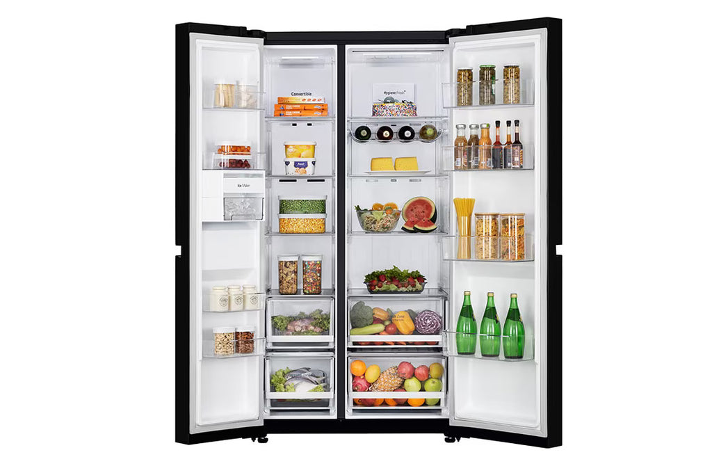 LG GL-B277HBM3 790L Side-by-Side Convertible Refrigerator – Smart Inverter Compressor, Hygiene Fresh+,Premium Black Glass Finish