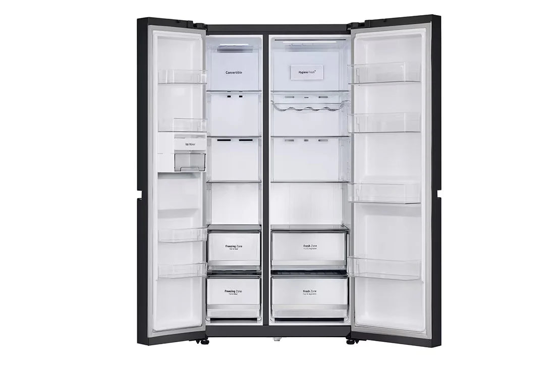 LG GL-B257DBM3 650 L Side-by-Side Convertible Refrigerator – Smart Inverter Compressor, Hygiene Fresh+, DoorCooling+, Smart Diagnosis, Premium Black Glass Finish
