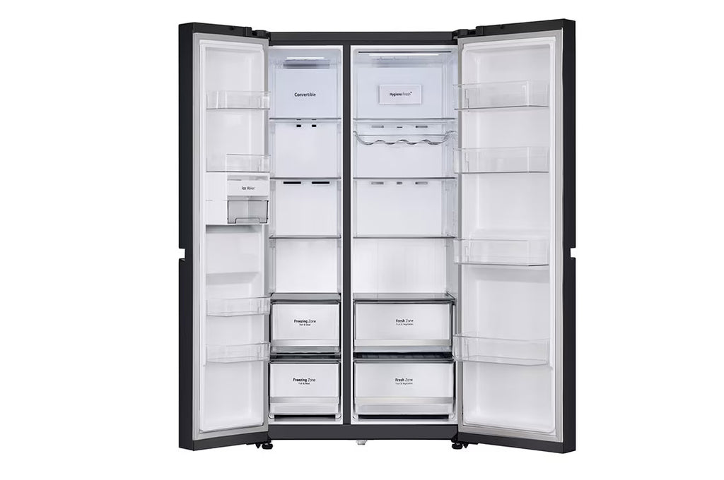 LG GL-B277HBM3 790L Side-by-Side Convertible Refrigerator – Smart Inverter Compressor, Hygiene Fresh+,Premium Black Glass Finish