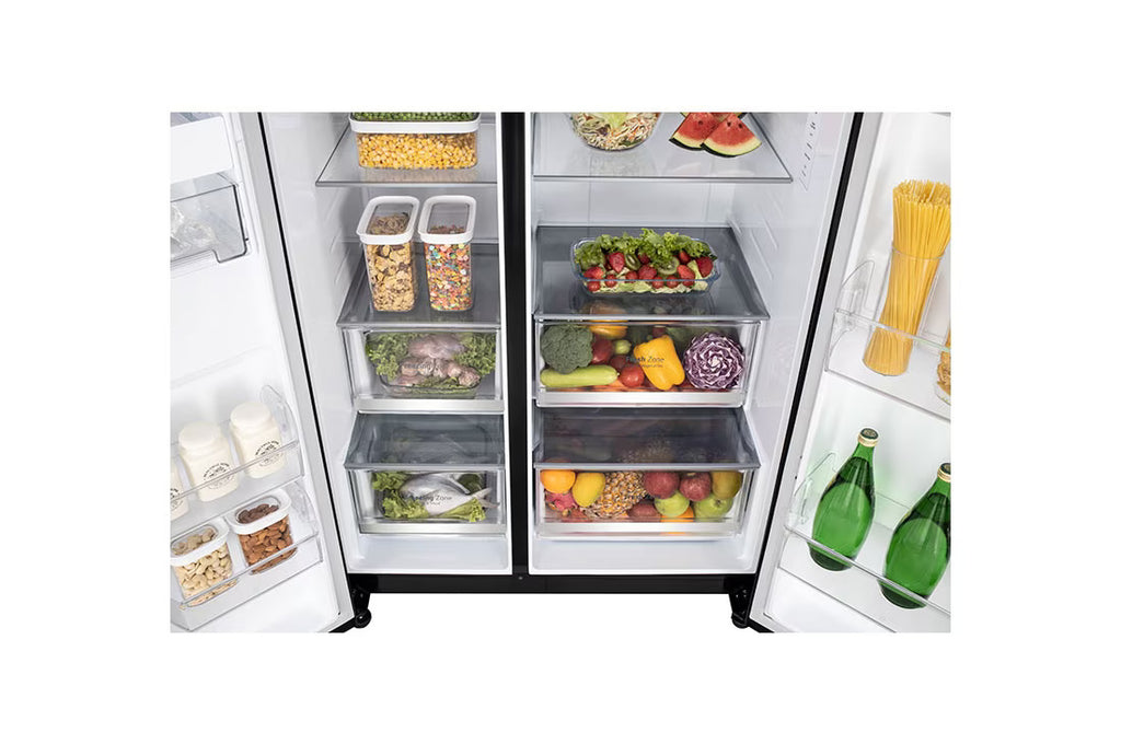 LG GL-B277HBM3 790L Side-by-Side Convertible Refrigerator – Smart Inverter Compressor, Hygiene Fresh+,Premium Black Glass Finish