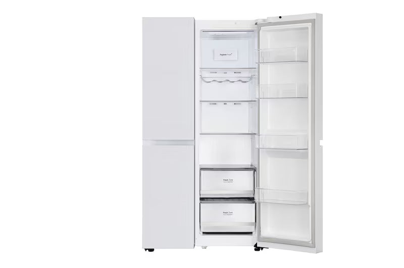 LG 650L Side by Side Refrigerator, Wi-Fi Convertible, DoorCooling+™, Premium Glass Door, Linen White Finish, 3 Star