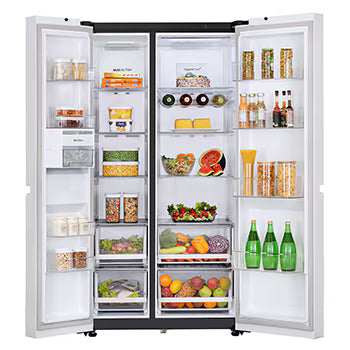 GL-B257DUW3 LG 650L Side-by-Side Refrigerator, Convertible, Multi-Air Flow, Smart Diagnosis™, Ultra Glam White, 3 Star