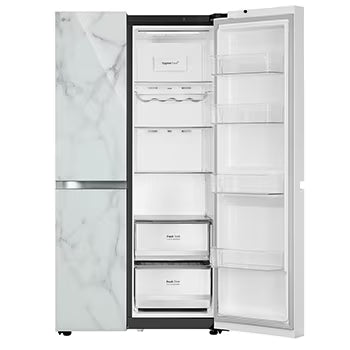 GL-B257DUW3 LG 650L Side-by-Side Refrigerator, Convertible, Multi-Air Flow, Smart Diagnosis™, Ultra Glam White, 3 Star